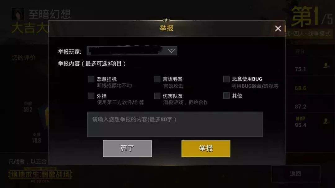 绝地求生怎么举报队友 大家知道吗
