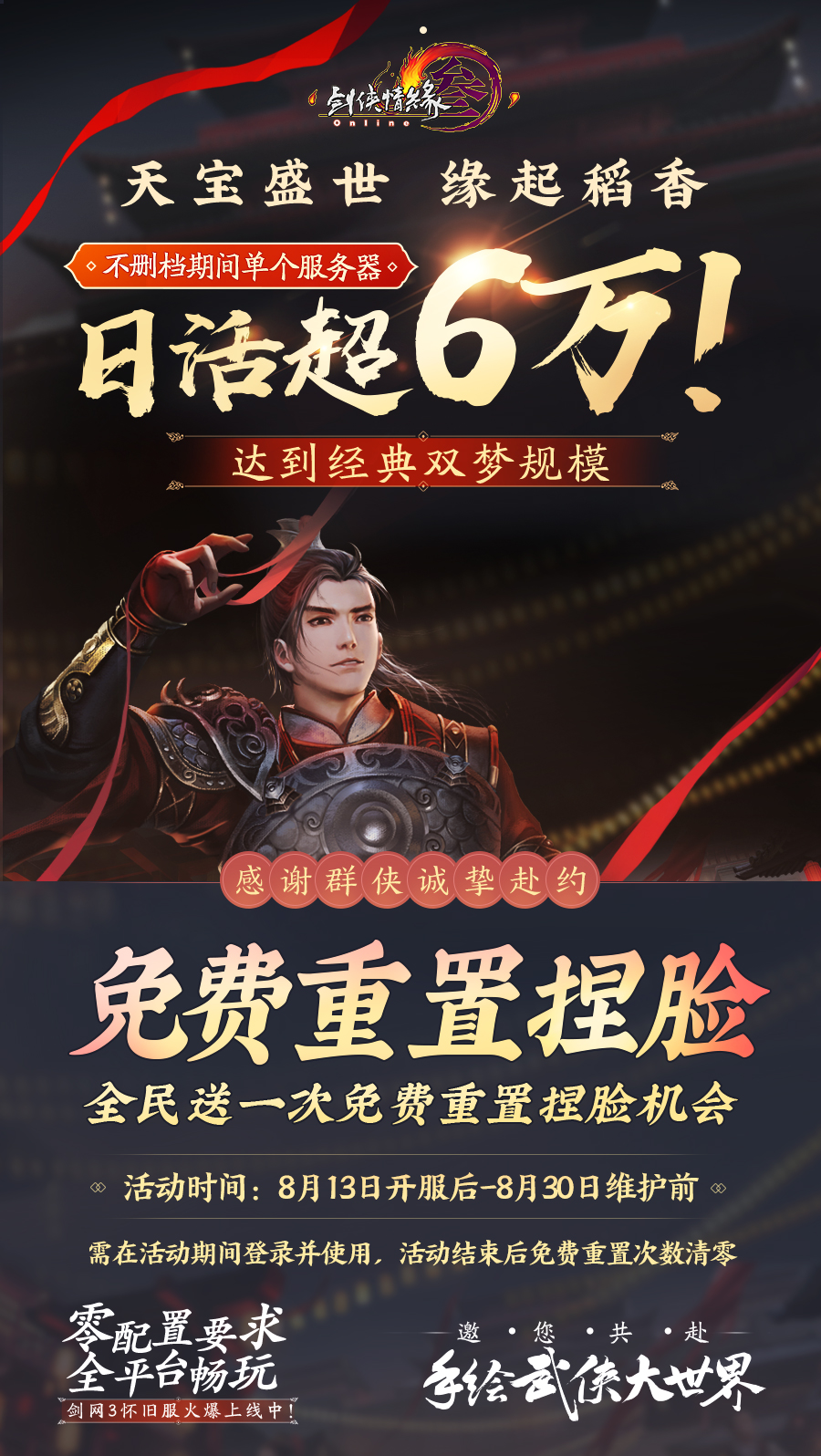 《剑网3》怀旧服单服日活破6万 周年庆典下周开启 《剑网3》怀旧服单服日活破6万 周年庆典下周开启