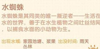 摩尔庄园生物图鉴之水蜘蛛