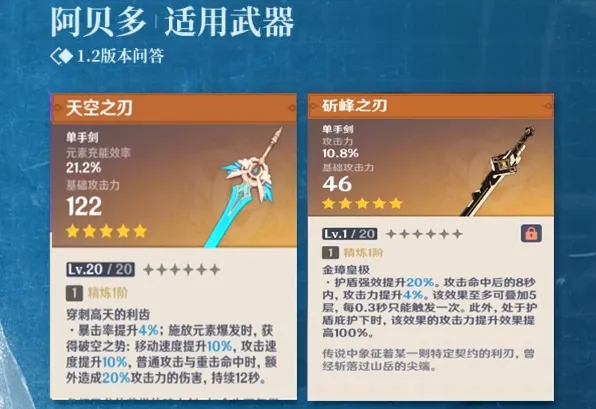 原神阿贝多武器推荐 原神阿贝多武器推荐